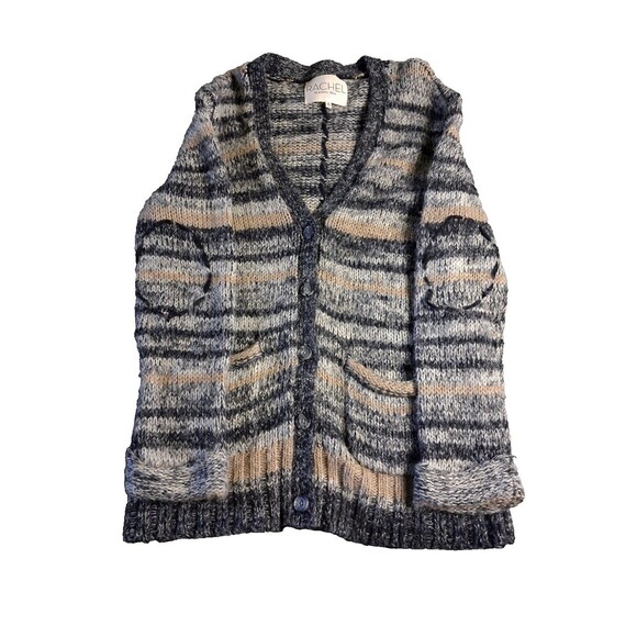 👚 Rachel Rachel Roy Women’s Knit Cardigan Sweater Multicolor Gray Tan Black M - Picture 2 of 12